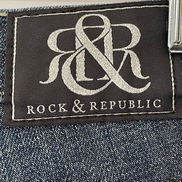 Rock & Republic Womens 4 Bootcut Denim Jeans Dark Wash Embellished Pockets *FLAW - Picture 9 of 16